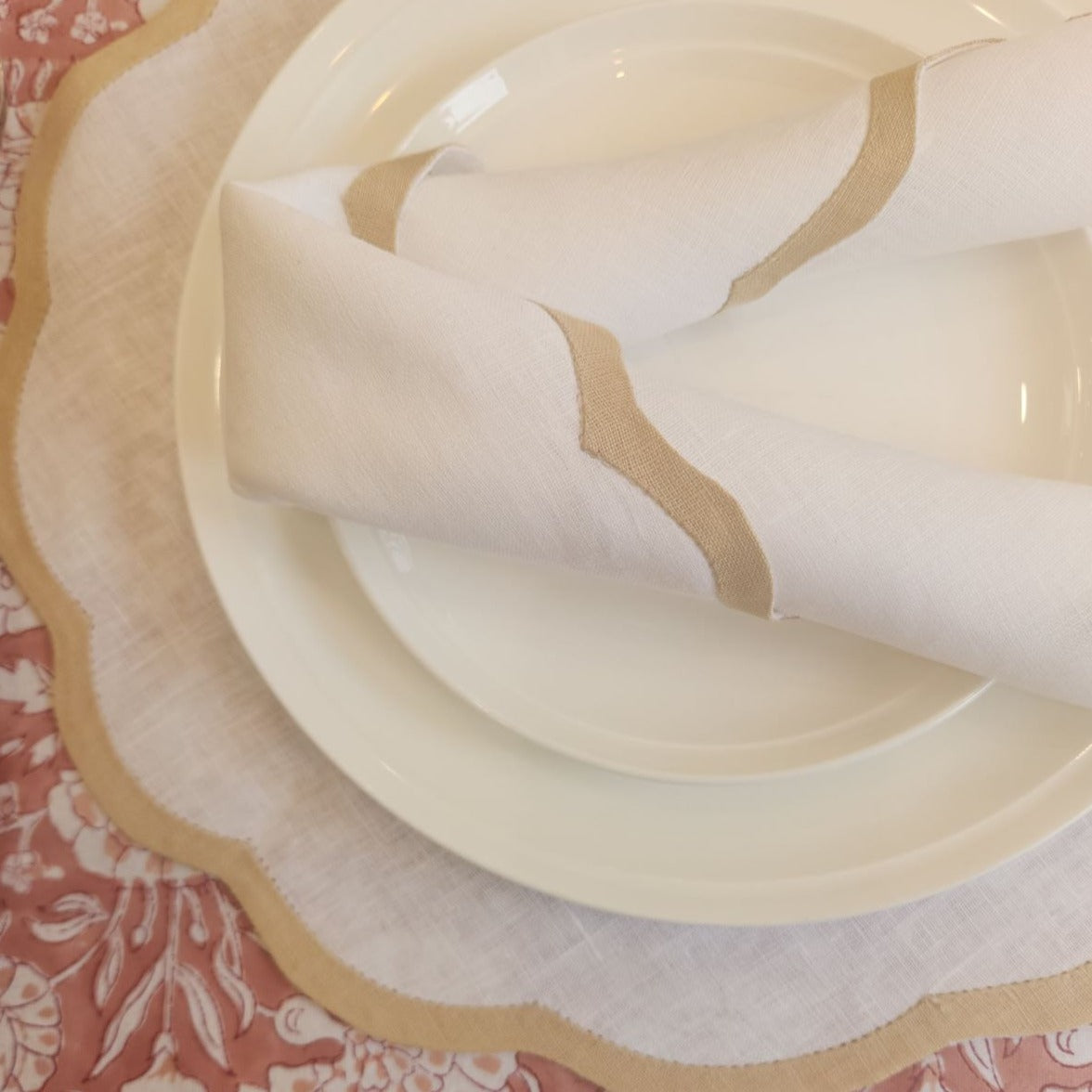 Table Collectiv Valentina Napkins - Oyster/Tan 4pk