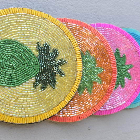 Zoda Pineapple Beaded Coasters - Set of 4