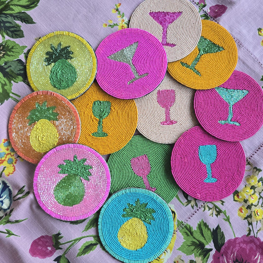 Zoda Wine Glass Beaded Coasters - Set of 4