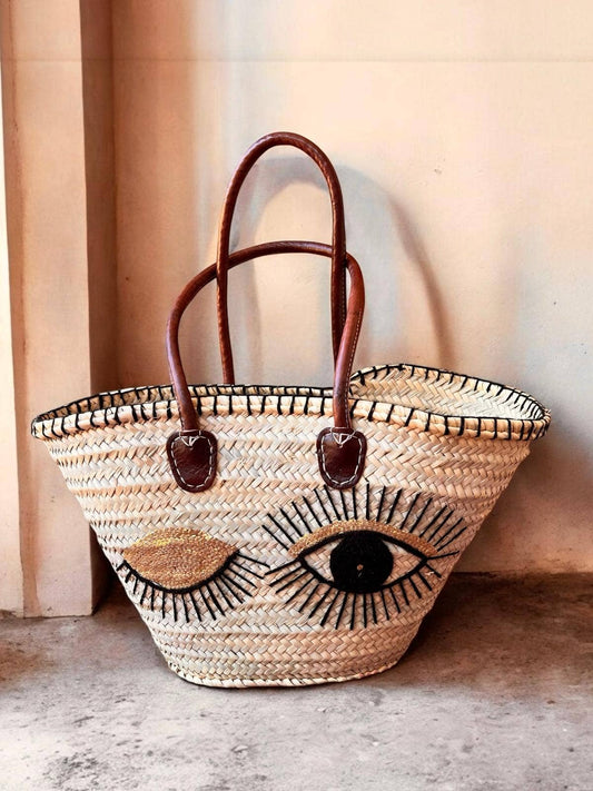Woven French Basket – Straw Market & Beach Bag, Straw bag