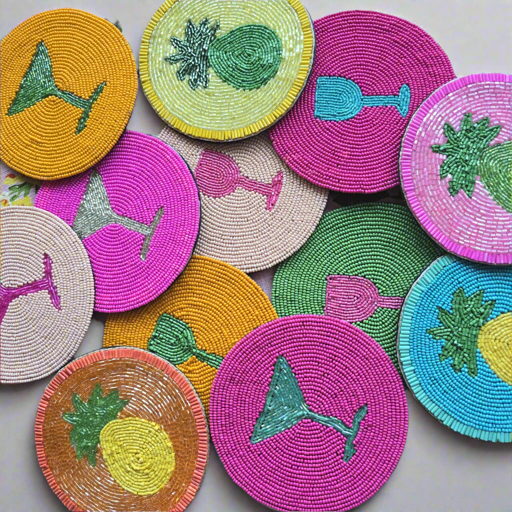 Zoda Pineapple Beaded Coasters - Set of 4