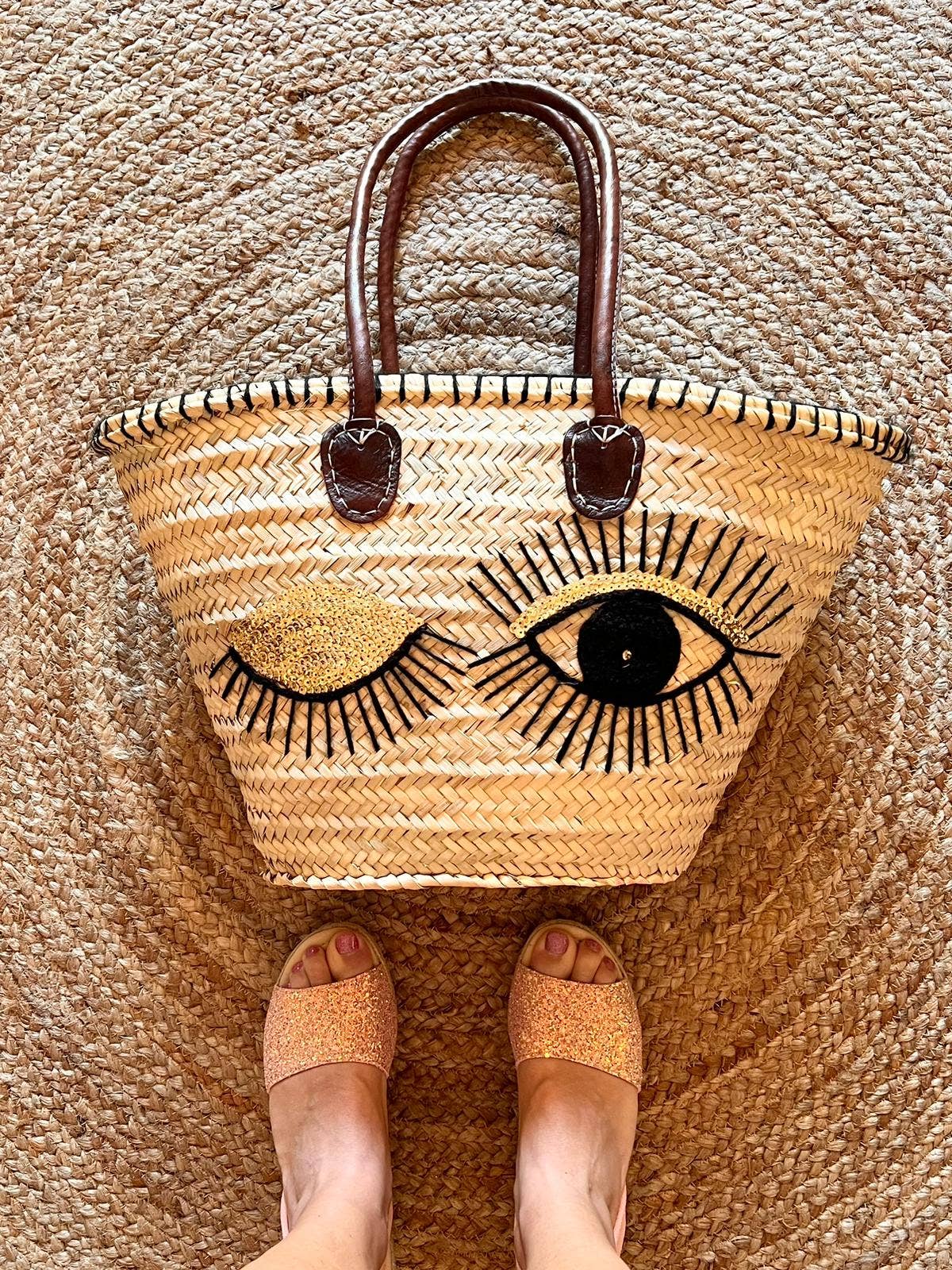 Woven French Basket – Straw Market & Beach Bag, Straw bag