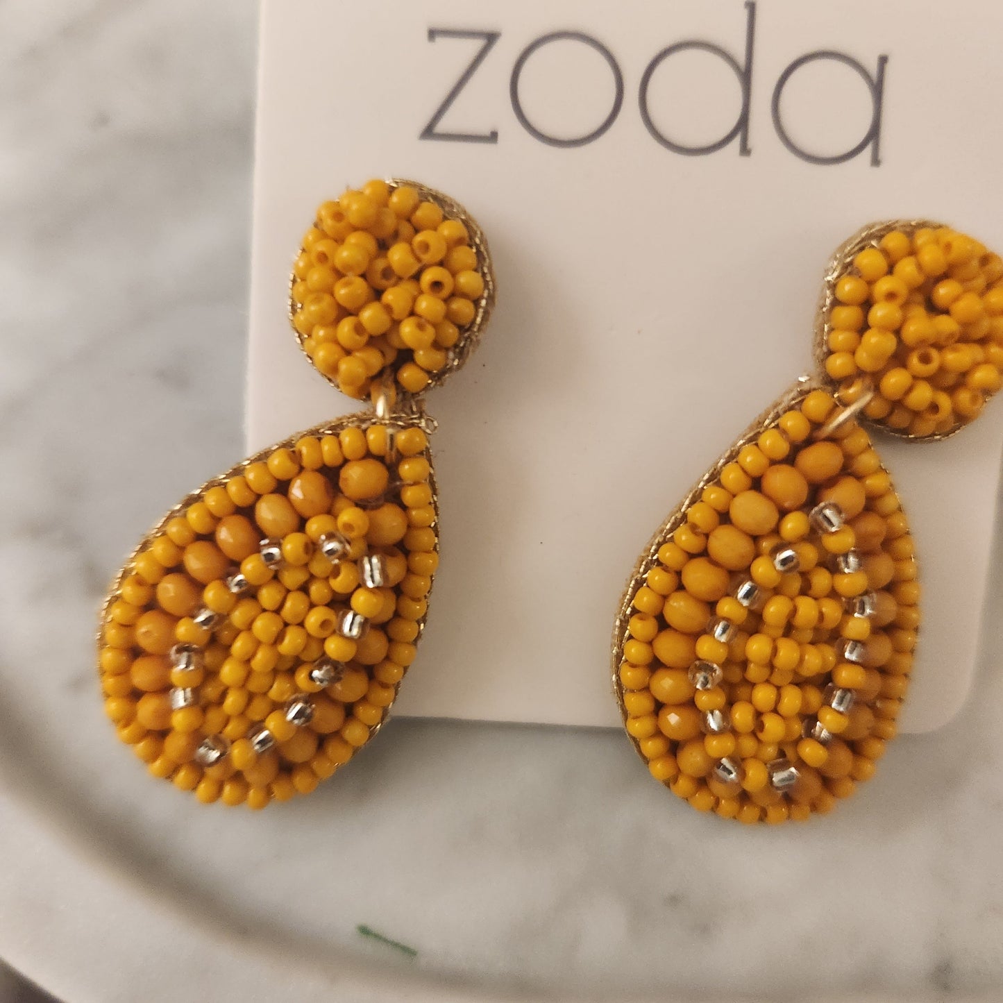 Beaded Earrings - Mustard