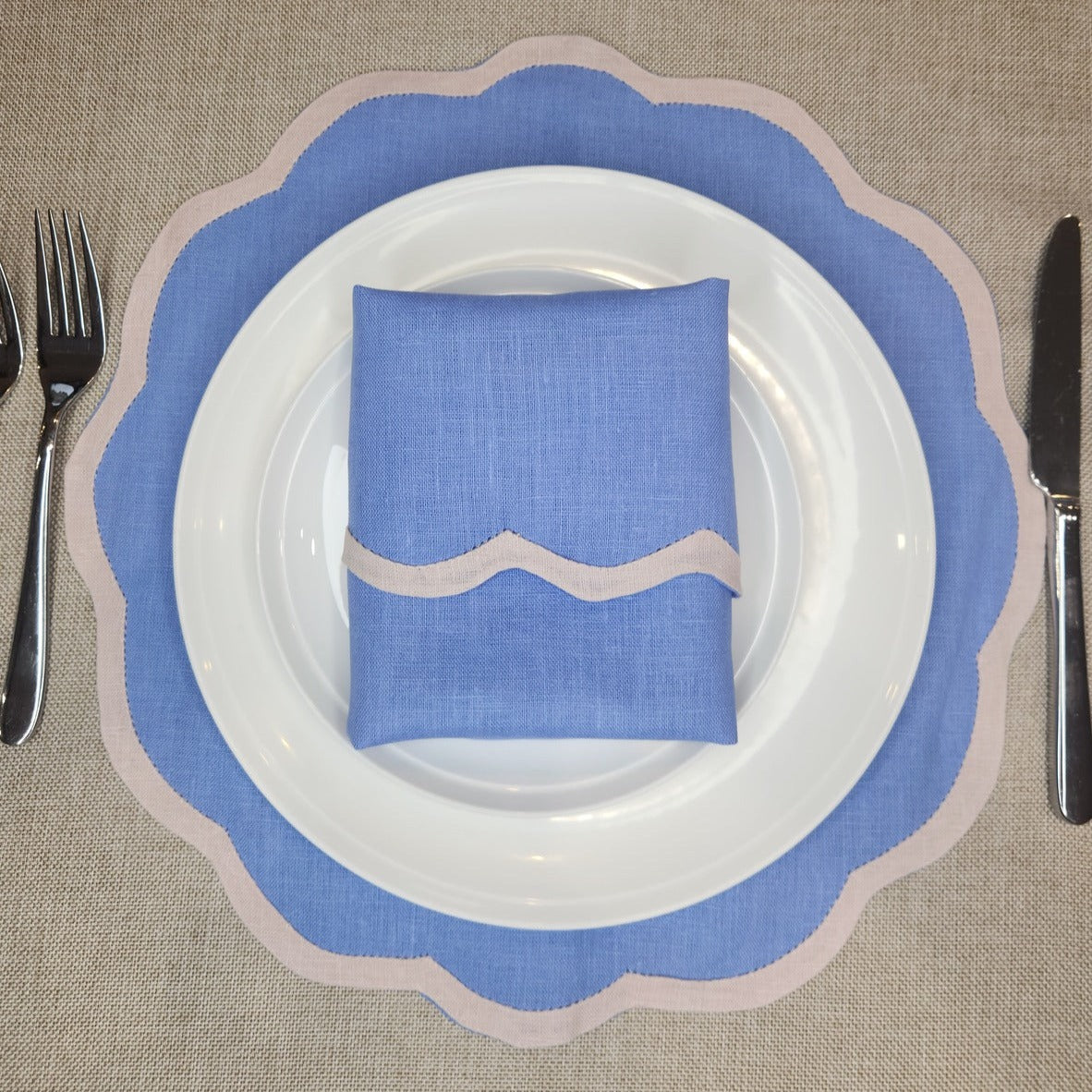 Valentina Placemat - Bel Air Blue/Cream 4pk