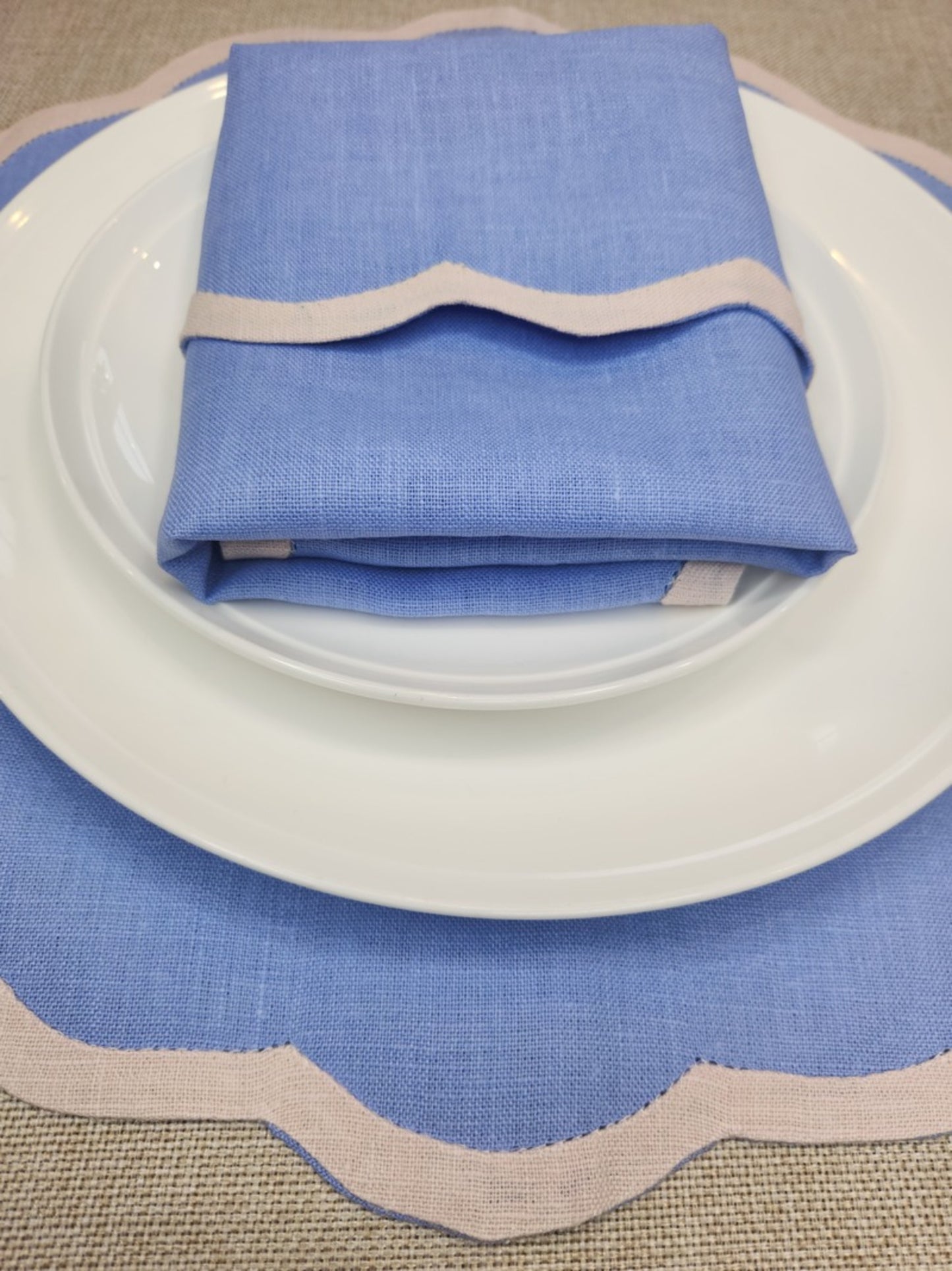 Valentina Placemat - Bel Air Blue/Cream 4pk