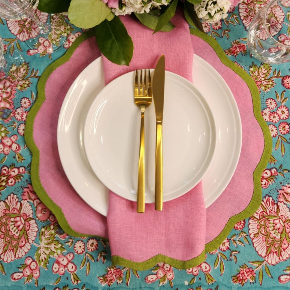 Valentina Placemat - Blush Pink/Pine Green 4pk