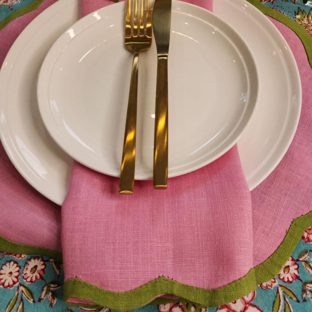 Valentina Napkins - Blush Pink/Pine Green 4pk