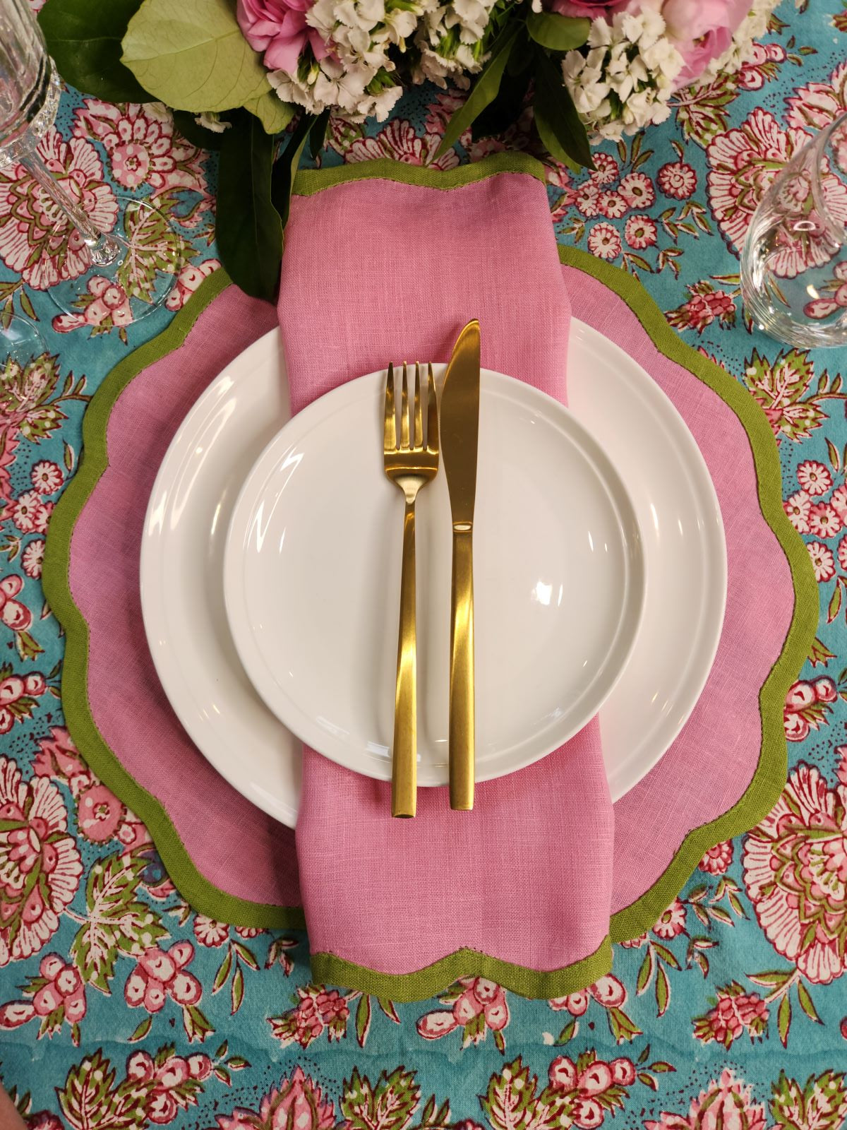 Valentina Placemat - Blush Pink/Pine Green 4pk