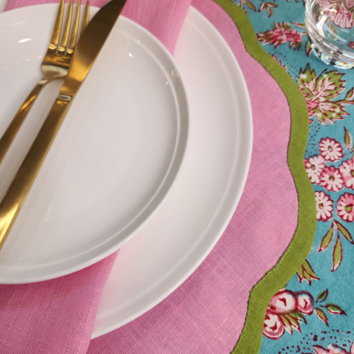 Valentina Placemat - Blush Pink/Pine Green 4pk