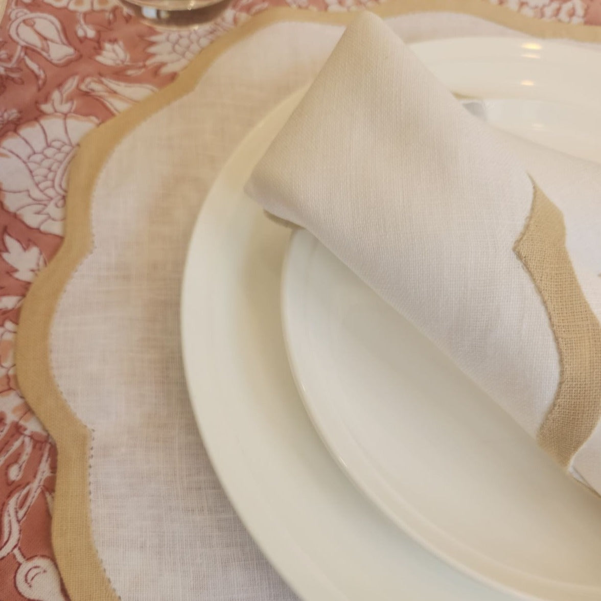 Valentina Napkins - Oyster/Tan 4pk