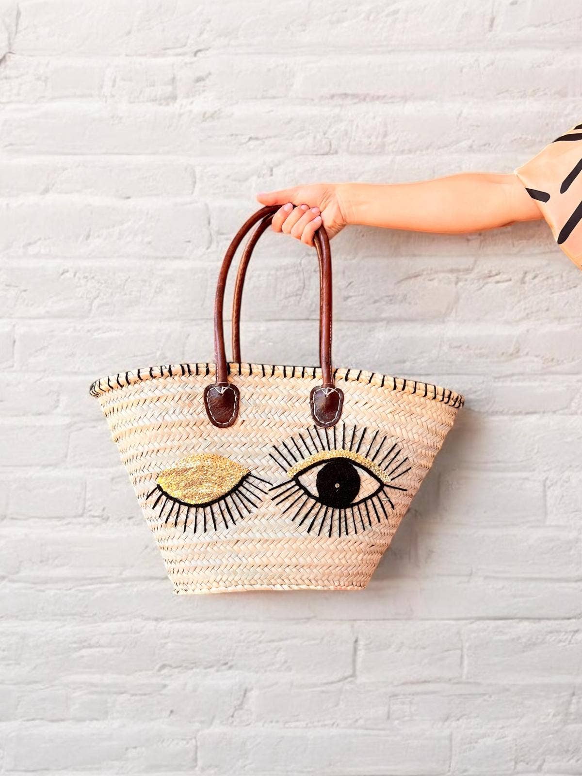 Woven French Basket – Straw Market & Beach Bag, Straw bag