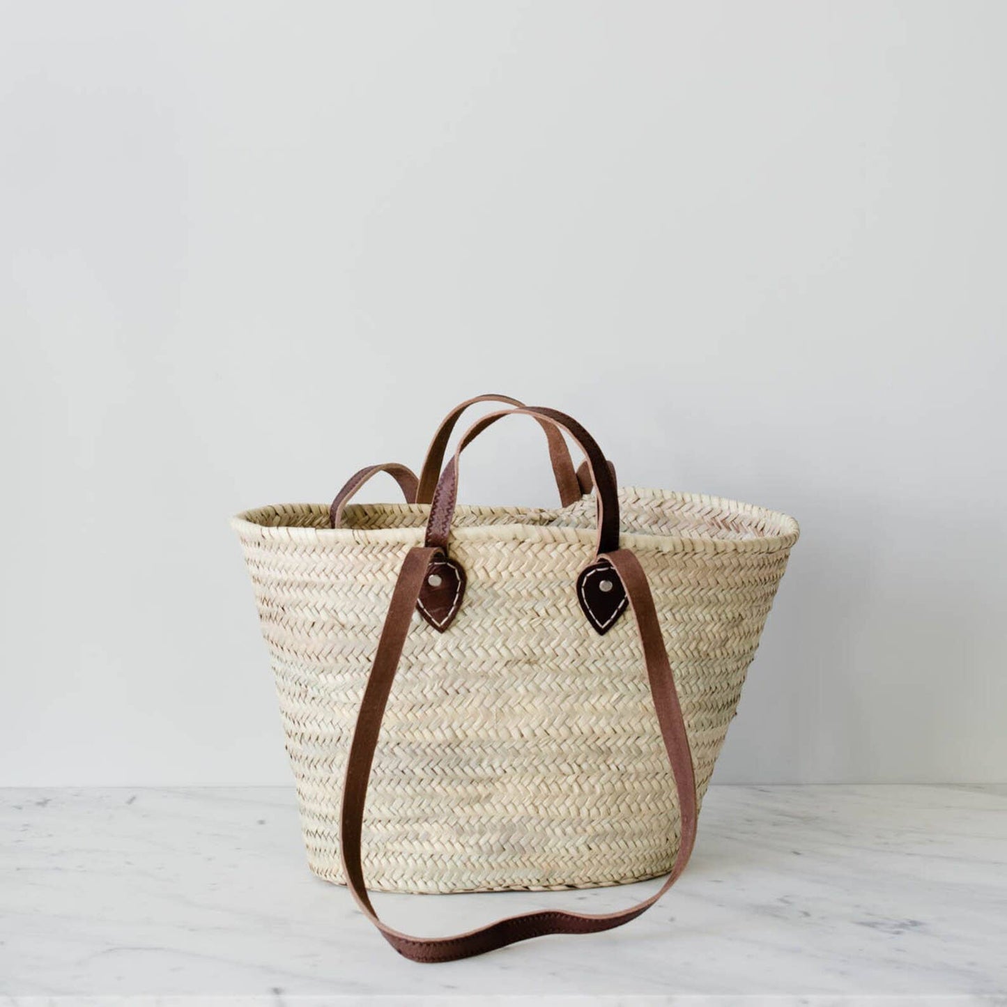 STRAW BAG Handmade with leather - French Market Basket