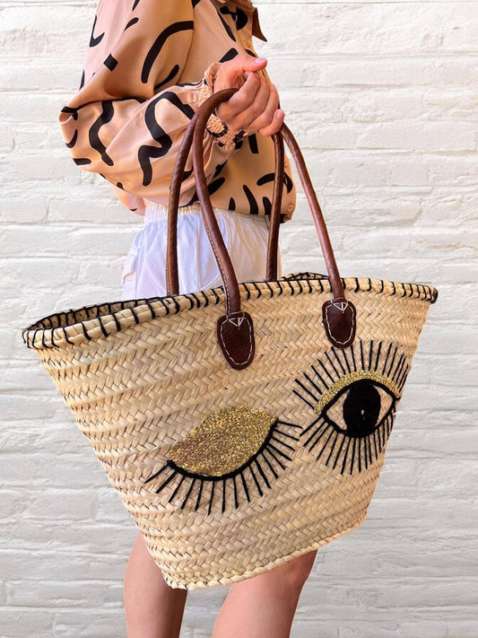 Woven French Basket – Straw Market & Beach Bag, Straw bag