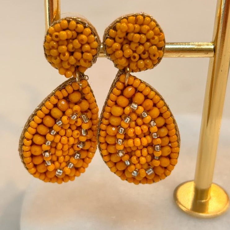 Beaded Earrings - Mustard