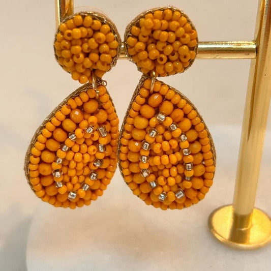 Beaded Earrings - Mustard