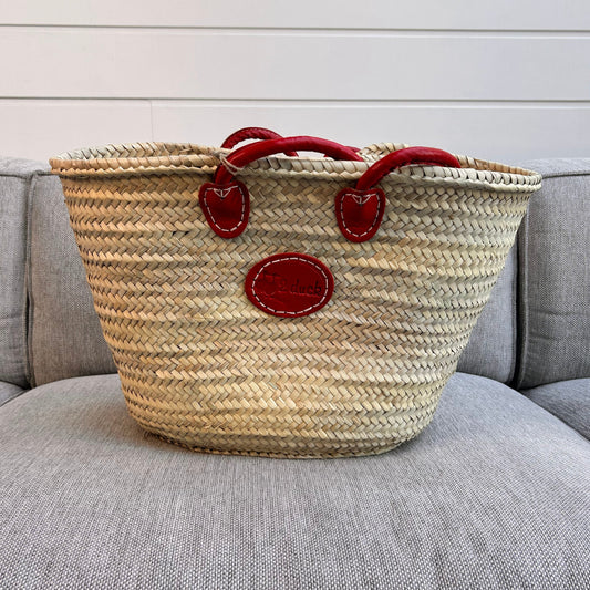 Classic Medium Basket with Red Leather Handles