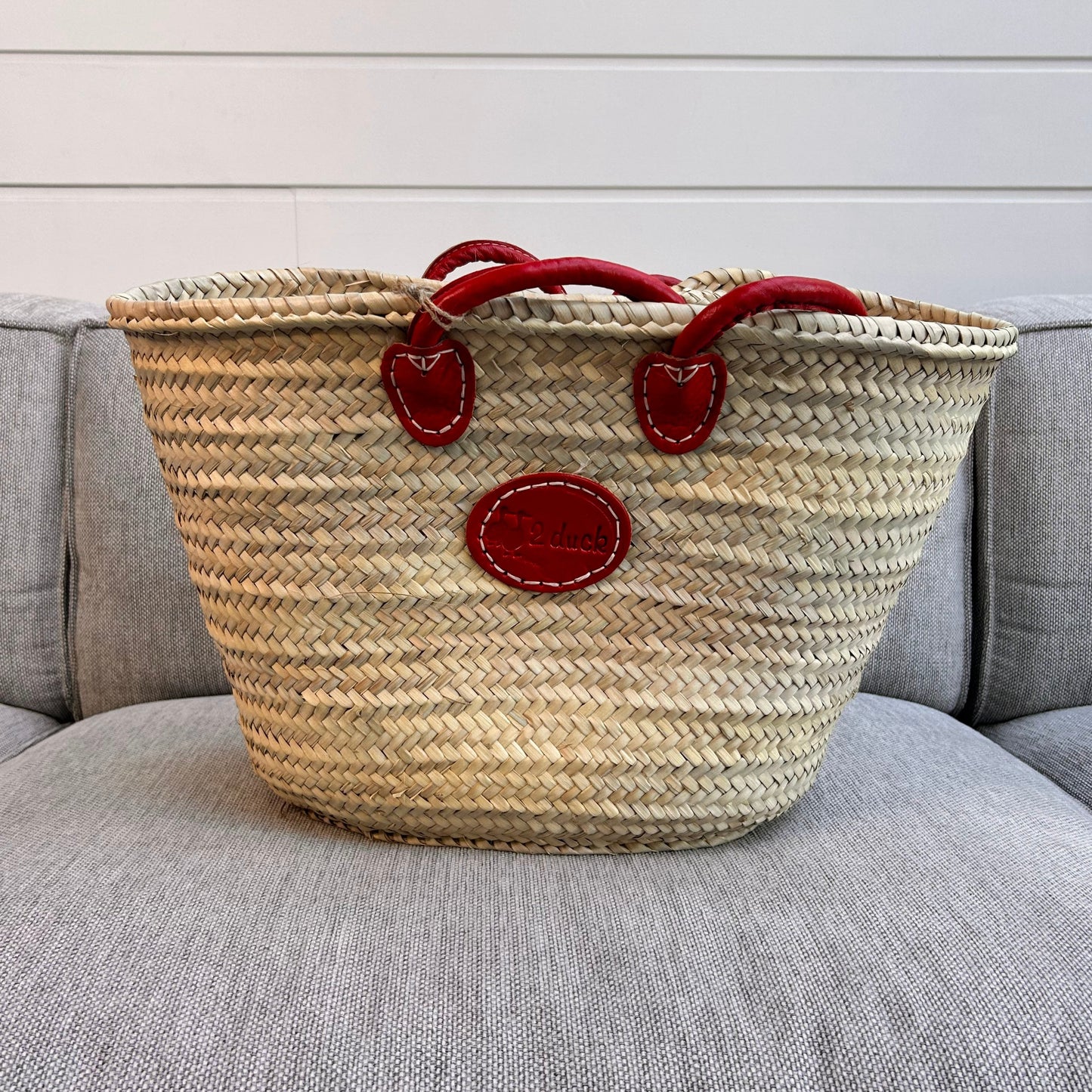 Classic Medium Basket with Red Leather Handles