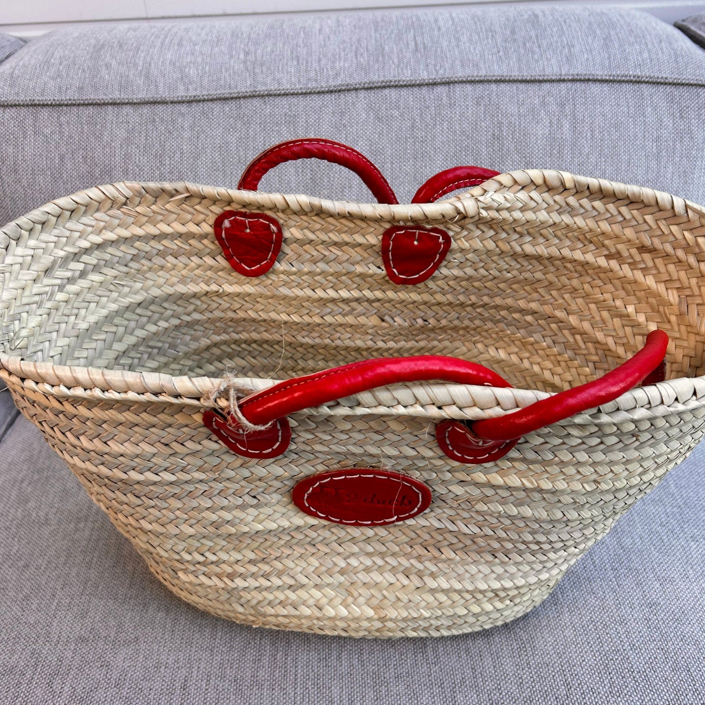 Classic Medium Basket with Red Leather Handles