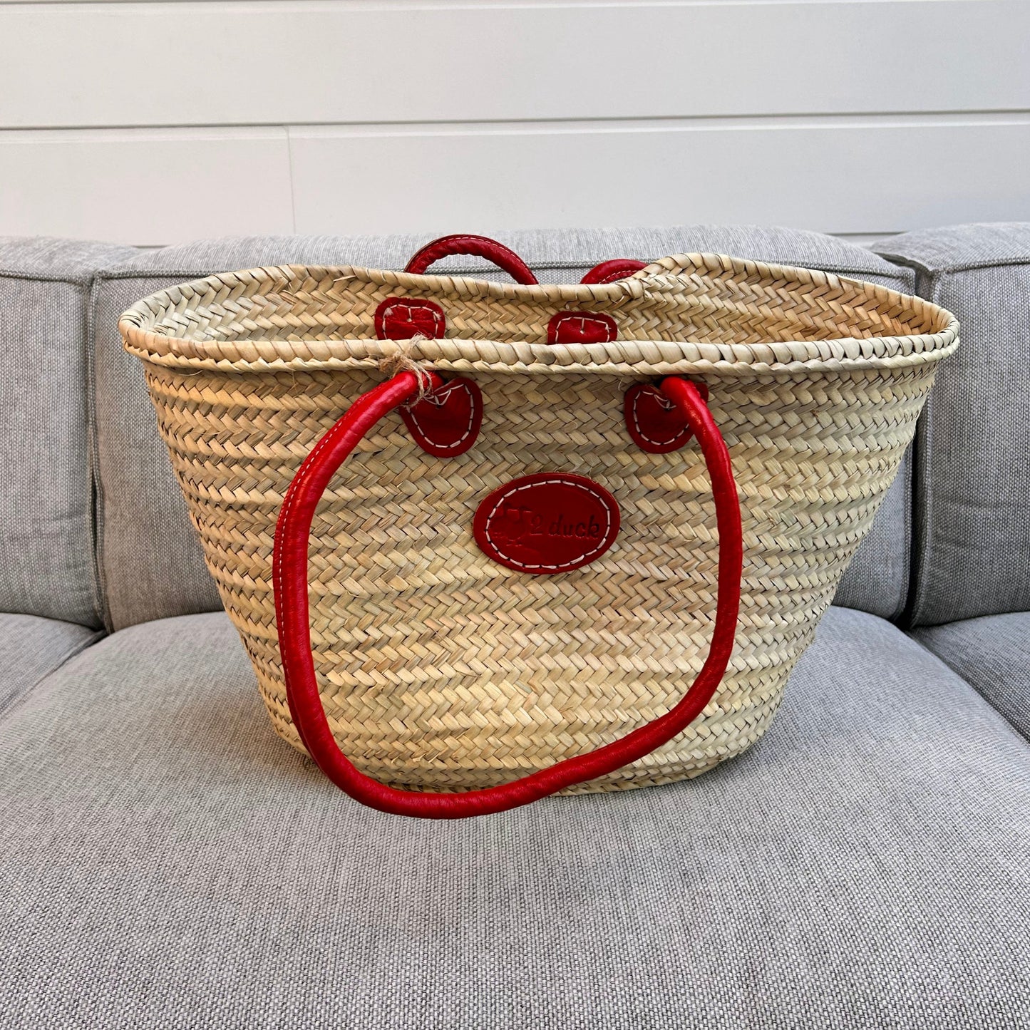 Classic Medium Basket with Red Leather Handles