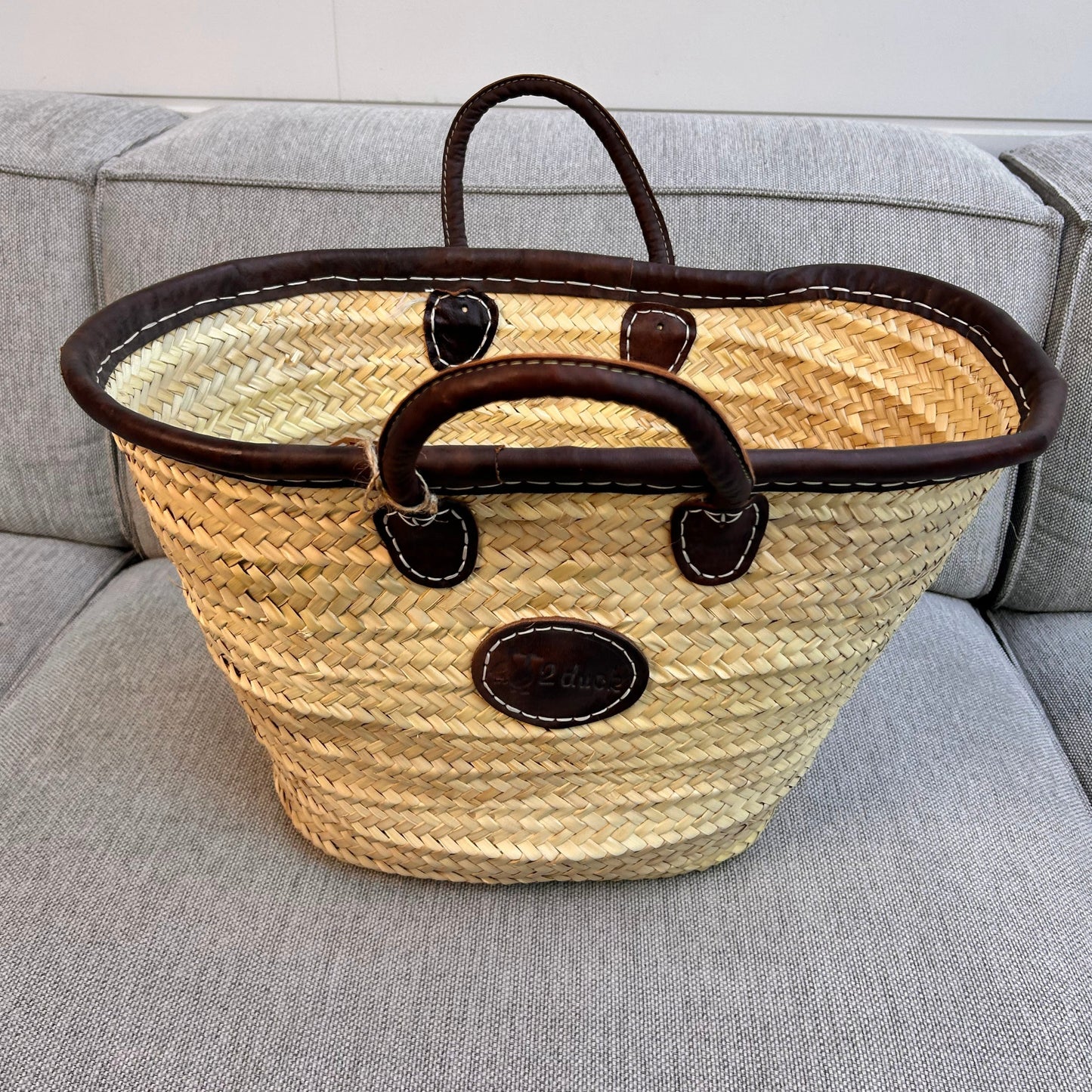 Classic Market Basket with leather trim