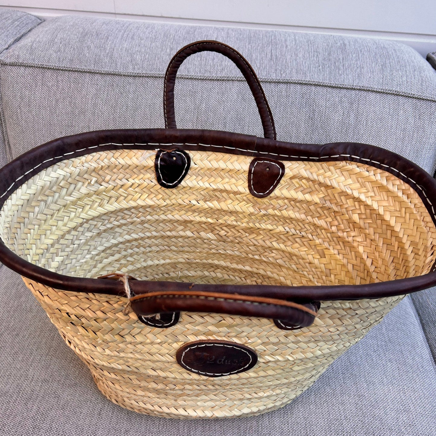 Classic Market Basket with leather trim