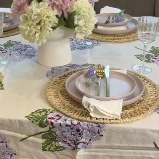 Hydrangea Linen Tablecloth