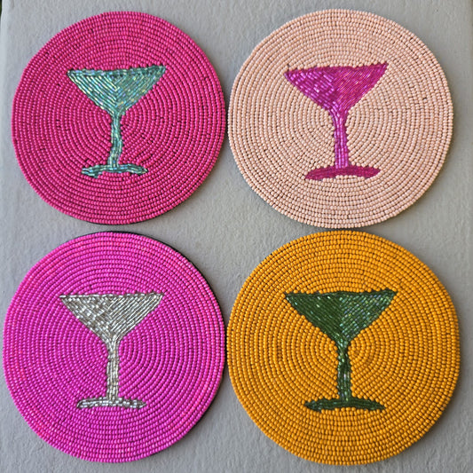 Martini Beaded Coasters - Set of 4