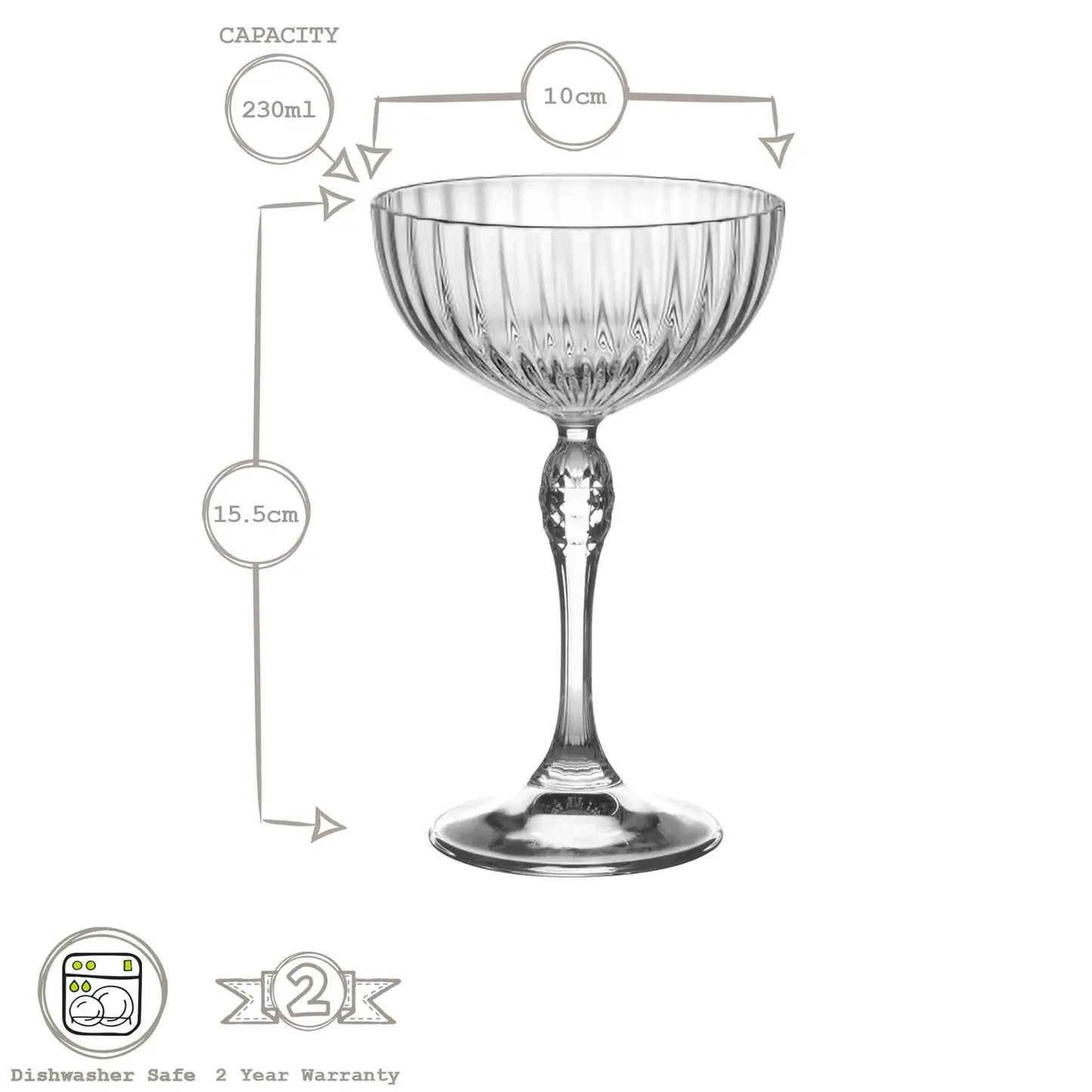 America '20s Champagne Cocktail Saucer 230ml  - Set of 6