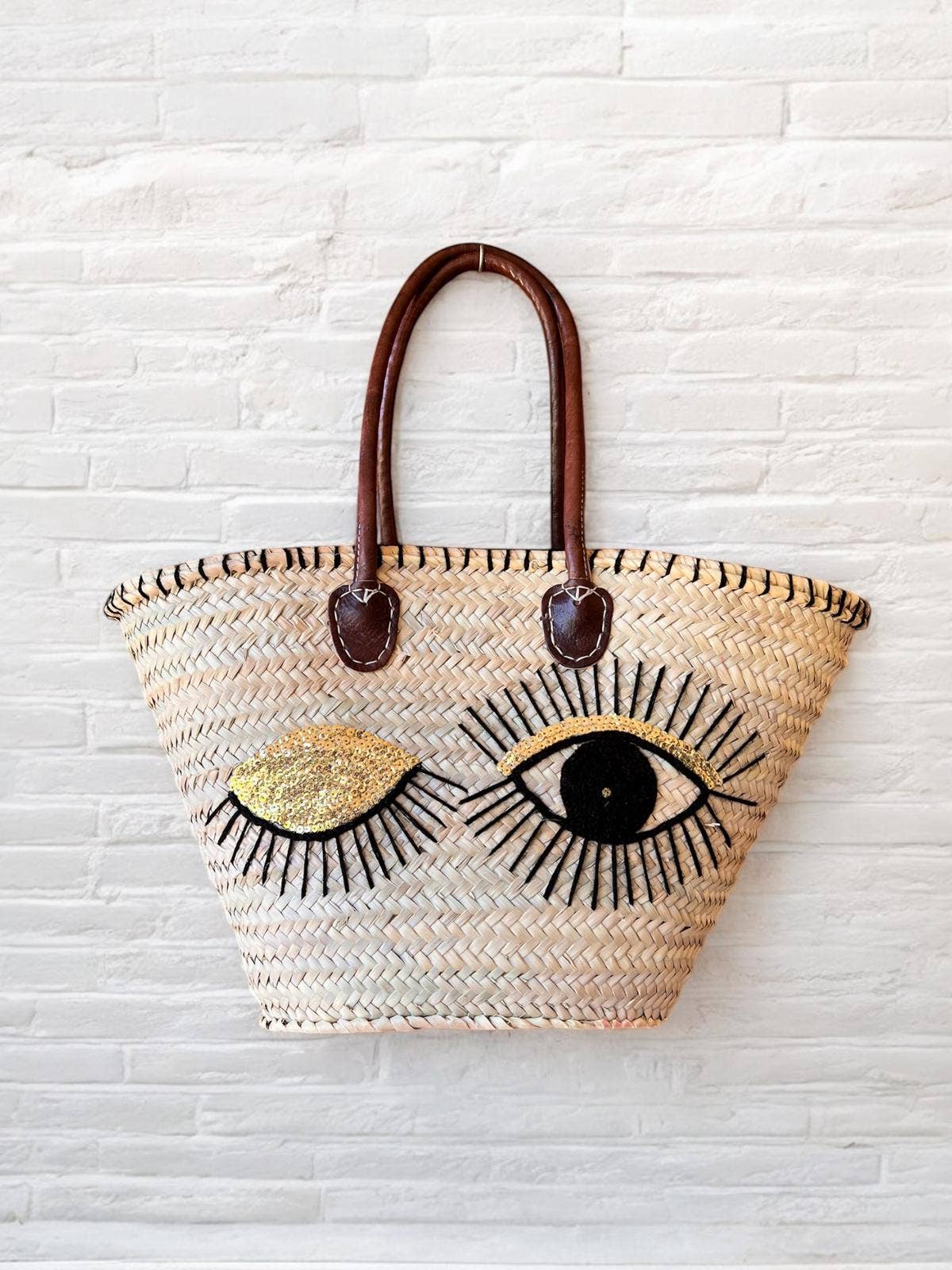 Woven French Basket – Straw Market & Beach Bag, Straw bag