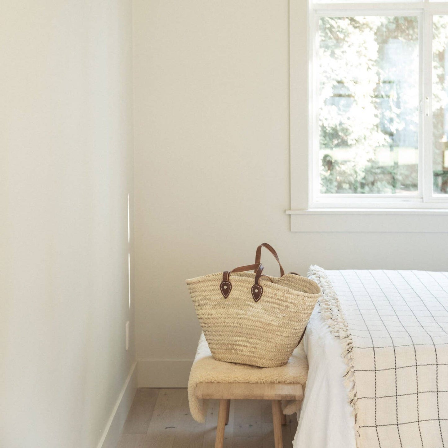 STRAW BAG Handmade with leather - French Market Basket